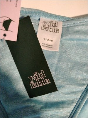 Wild Fable Womens Large 12-14 Blue Low-Rise High Leg Cheeky Bikin Set