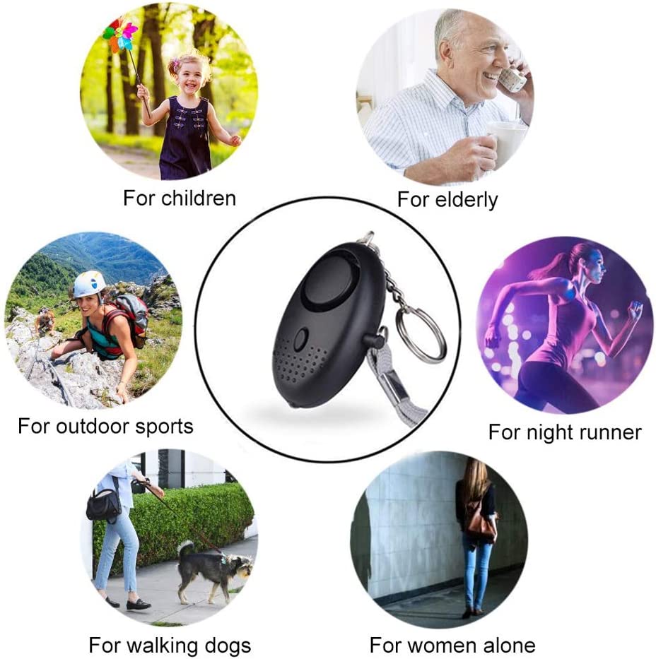 130DB Siren Safety LED Emergency Self Defense Personal Whistle Alarm Keychain