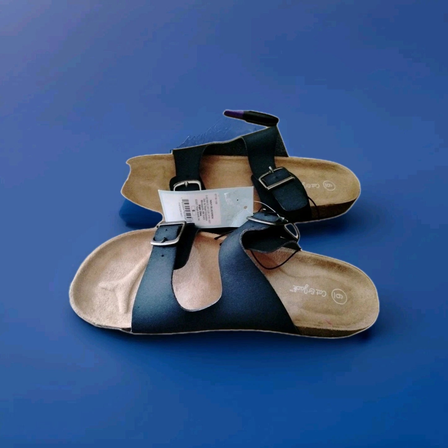 Cat & Jack Navy NOA Lightweight Blue Slip On Footbed Sandals Womens size 6 NWT