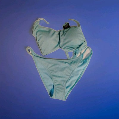 Wild Fable Womens Large 12-14 Blue Low-Rise High Leg Cheeky Bikin Set