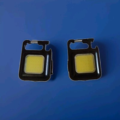  2 pack Mini COB LED Keychain Work Light Flashlight Pocket Torch USB  Hiking