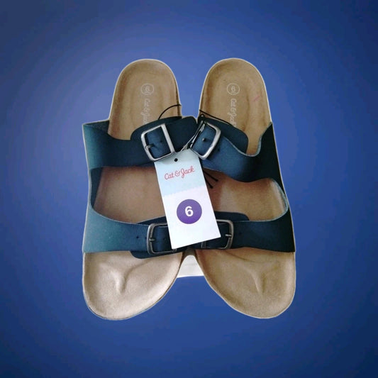 Cat & Jack Navy NOA Lightweight Blue Slip On Footbed Sandals Womens size 6 NWT